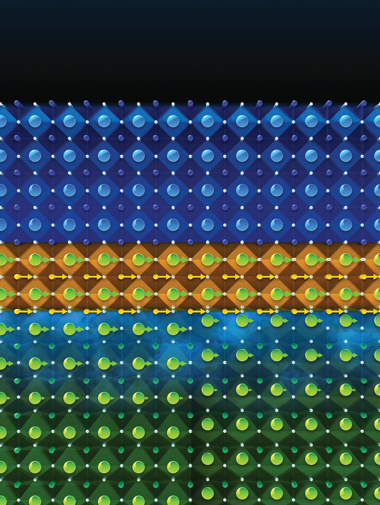 Vue schématique en coupe d’un échantillon abritant un gaz d’électrons multiferroïque.